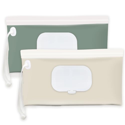 Image of Baby wipes dispenser,portable baby wipes holder for outdoor, Refillable baby wipes container, on the go wet wipe pouch for travel, resuable wipes dispenser for hiking (green)
