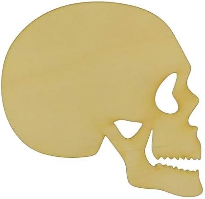 Package of 10, Small 4.75 X 5 X 1/4 Baltic Birch Plywood Skull Profile Wood Cutout for Halloween Wood Craft Items, Made in USA