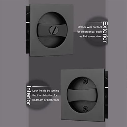 2X Cerradura para Puerta Corredera, Plata Mate, Herraje Contemporáneo para Puerta Corredera de Privacidad, Negro miniatura 7