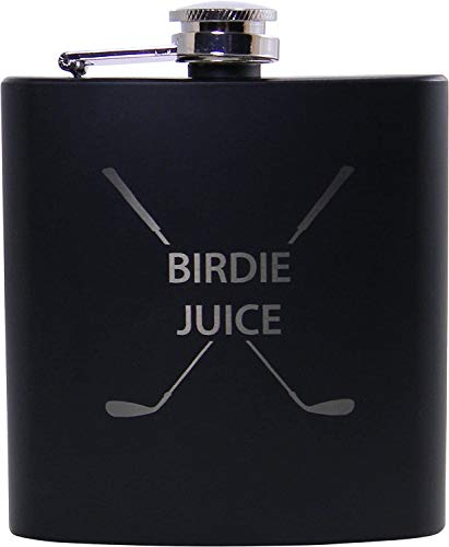 Birdie Juice Flask, Funnel, Shot Glasses, And Gift Box - Golfing Birdie Juice Hip Stainless Steel Metal Matte 6-Ounce Golf Bag Flask (Black) #TOP1