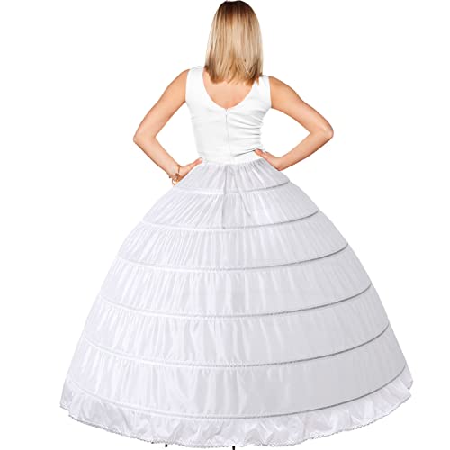 Women Crinoline Petticoat 6 Hoop Skirt A line Slip Floor Length Underskirt for Wedding Dress Ball Gown3
