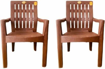 ANMOL Kelvin Brown Chair Fully Comfort and Weight Bearing Capacity 150 kg Outdoor Chair Plastic Outdoor Chair Brown Color (Pack of 2)