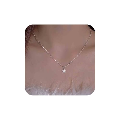 Aneneiceera Collier Étoile en Cristal Boho Strass Argent Bijoux Pour Femmes