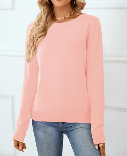 Image of QUALFORT Women's 100% Cotton Sweater, Basic Lightweight Long Sleeve Pullover