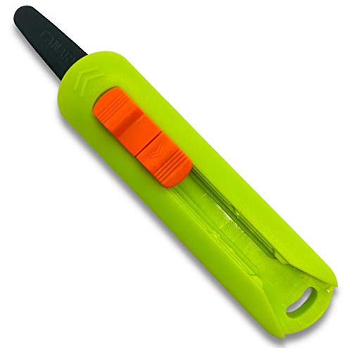 Canary Box Cutter Retractable Blade, Mini Box Opener Tool [Non-Stick Fluorine Coating Blade], Made In Japan, Green (Dc-15F-1) #TOP19