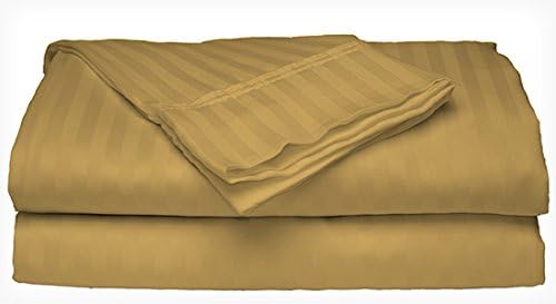 Crystal Towels Microfiber Bed Sheets Set - 3-Piece Soft Sheet Set, Stripe Pattern w/Sateen Finish, Twin Size Sheets Deep Pocket Set - Gold