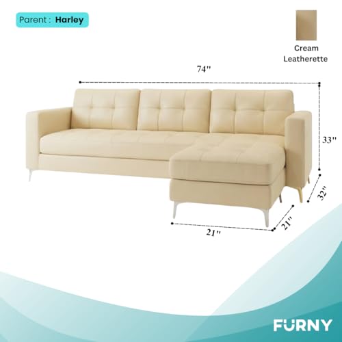 Image of CASASTYLE Creamoy 4 Seater L Shape Sofa Set with Movable Ottoman | Flexible Left or Right Layout | Premium Leatherette | Soft Touch Seating | Ideal Sofa for Living Room (Cream)