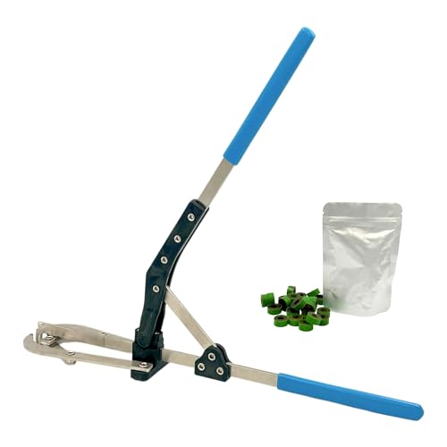 Little Family Members LFM Large Castration Bander Elastrator Tool for Livestock - Pack of 25 Large Bands Included - Effective for Bloodless Castrating for Bulls, Calves, Goats, Sheep, Horses and More