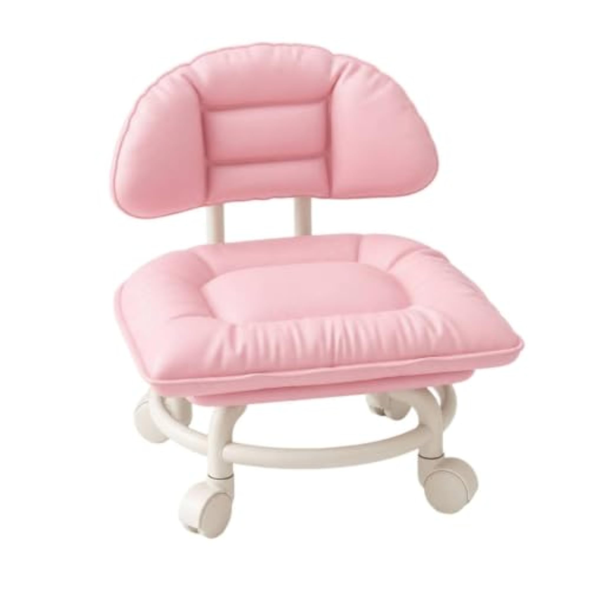 Swivel Rolling Stool with Backrest, Cushioned Mobile Chair