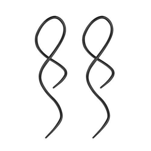 ZS 1 Pair Spiral Twist Earrings Body Piercing Jewelry, Stainless Steel Dangle Taper Earrings Twisting Hanging Loop 10G - 16G Piercing Taper