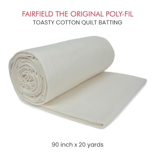 Fairfield Toasty Cotton Quilt Batting, Premium Cotton Batting for Quilting, Ideal for Clothing, Crafts, Wall Hangings, and Quilts, Quilting Supplies, 90