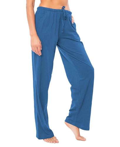 Image of Sexy Basics Women's Soft Flex 100% Cotton Knit Pajama Pants | Lounge Sleep Bottoms | Drawstring & Pockets| Multi Packs