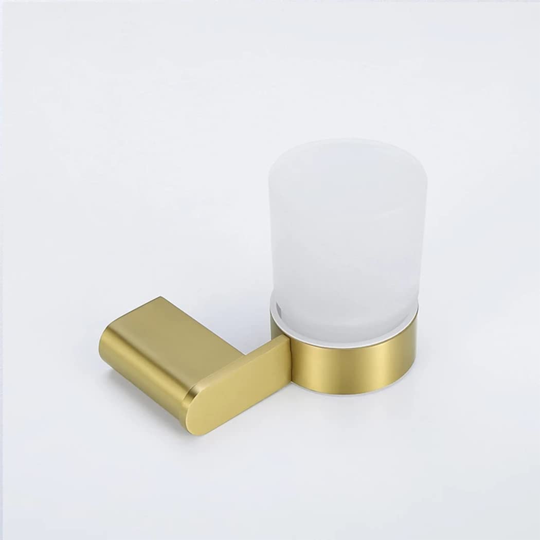 WRIST Zahnbürstenhalter, Wandmontierter Badezimmer-Becherhalter Aus Edelstahl, Gebürstetes Gold, Zahnbürsten-Becherhalter Und Einzelbecher Aus Glas