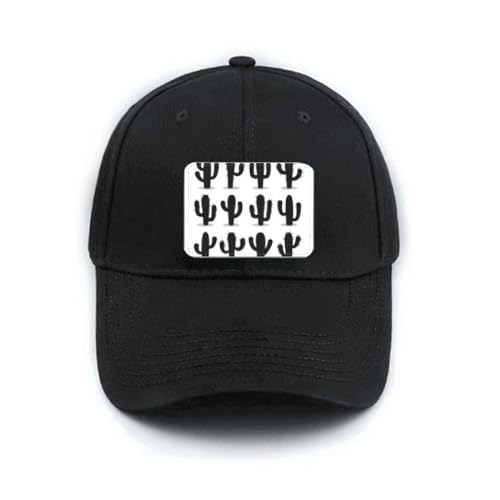 Casquette de baseball noire avec motif cactus brodé et taille ajustable