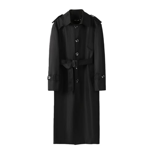 Trench long homme noir slim fit idéal pour les affaires