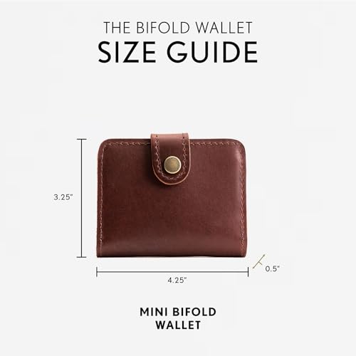 Image of Portland Leather Goods Women's Mini Bifold Wallet - Slim, Palm-Sized Design with Secure Snap Closure, 2 Card Slots, 2 Cash Slots & Zippered Coin Pocket - Cognac
