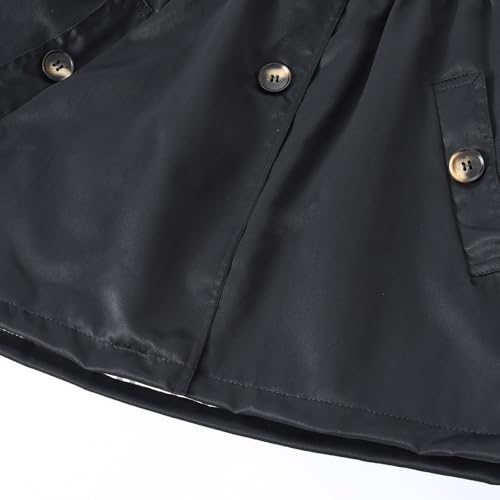 Kids Girls Loose 𝗪aterproof Hooded Jacket Button Closed Long Sleeve Coat Solid Color Windbreaker Jacket for Girls4