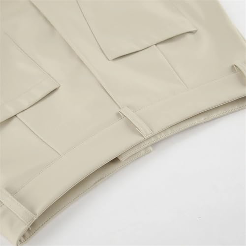 Women European and American Style PU Leather Solid Color Splicing High Waist Slit Slim Fit Long Skirt4