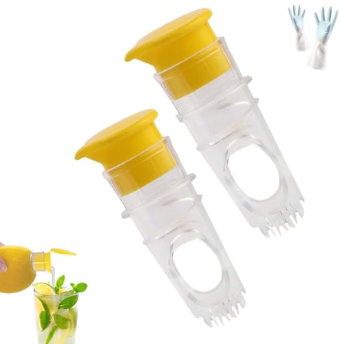 2025 New Screw-Top Lemon Squeezer, Manual Lemon Orange Juicer with Lid & Built-In Filter, Hand Screw Top Citrus Juicer and Lemon Pourer, Compact Juice Extractor Lemon Squeezer Press(Yellow+yellow)