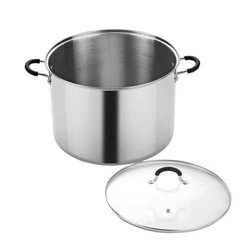 GLJTUO Cacerola para Caldo - Cacerola para Sopa con Tapa De Vidrio, Olla De Aluminio con Revestimiento Antiadherente, Olla De Metal De Acero Inoxidable, Sartén Multifuncional para El,26cm