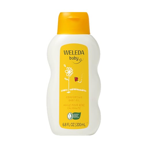 Image of Weleda Baby Calendula Comforting Baby Oil, 6.8 Fluid Ounce, Plant Rich Baby Care with Calendula, Sweet Almond and Sesame Oils