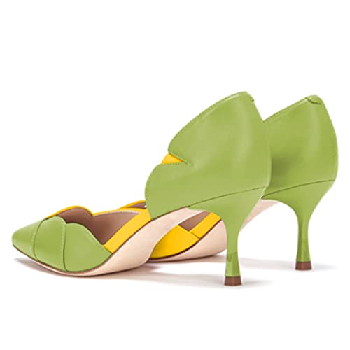 Image of XYD Women's Pumps, Elegant Pointed Toe, D'Orsay Kitten Low Heels, Rhinestone Studs, Slip-On Satin Shoes for Wedding