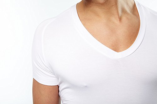 Mr. Davis Men's Bamboo Viscose Traditional Cut V Neck Undershirt - Stylish V Neck Men's Undershirts With Stretch Fabric For A, S, White #TOP2