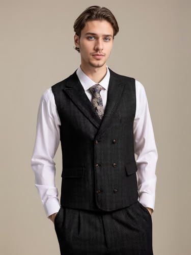 Tweed Herringbone Suit for Men Wool Suits Retro Mens 3 Piece Slim Fit Blazer Jacket Vest Pants Tuxedo Set for Groomsmen Prom4