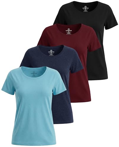 Real Essentials 4 Pack: Women's Cotton Short Sleeve T-Shirt -