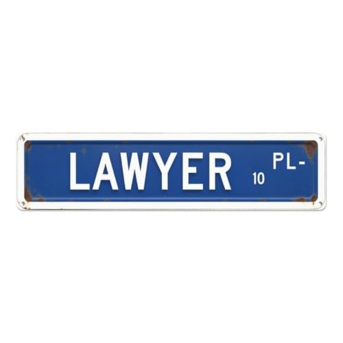 ZASKA Tin Signs Lawyer Pl Number Accent Wall Art Retro Decor for Attorney Office Study Library Vintage 16 X 4 In