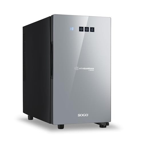 SOGO Vinoteca para 8 Botellas con Pantalla Táctil – Bodega de Vinos 23L Bajo Consumo Energético - Vinoteca Compacta para Cocinas y Salas - Nevera de Vino Silenciosa Luz LED y Termostato 8-14°CW