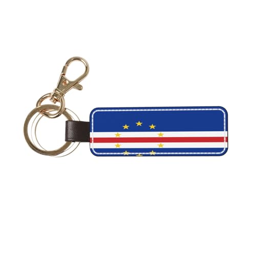 Porte-clés universel en cuir avec drapeau du Cap-Vert pour homme et femme