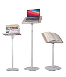 Hocoder Music Book Stand with Adjustable Podium, Cook Book & Music Sheet Holder, Wooden Floor Bible Holder with Page Clip