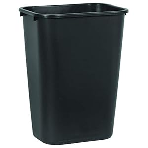 Rubbermaid Commercial Products 41QT/10.25 GAL Wastebasket Trash Container, for Home/Office/Under Desk, Black (FG295700BLA)