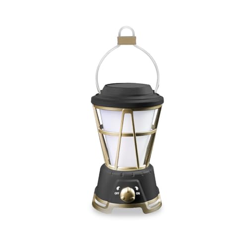 Zanthicia Linterna al aire libre mochilero LED IPX4 impermeable tienda lámpara linterna Solar ajustable trabajo ciclismo luz antorcha , Negro