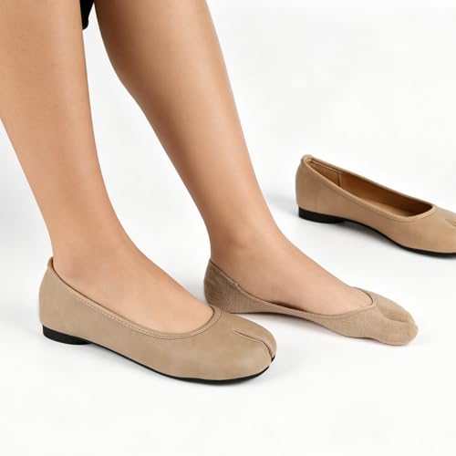 Image of F Flammi No Show Socks Women Tabi Socks Non Slip Flip Flop Socks Low Cut for Sneaker Lofer Boat Shoes