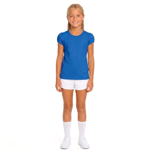Image of Lilax Girls Short Puff Sleeve Cotton T-Shirt, Toddler & Little Girls Top | 95% Cotton Puff Sleeve Tee; Crewneck, Short Sleeve; Toddler & Girls Sizes 2T-12; for School, Play & Everyday; Machine Wash