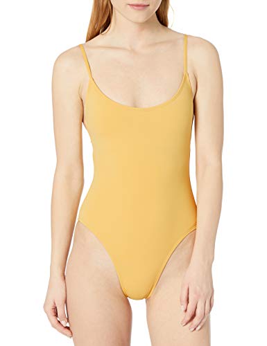 Anne Cole Studio Women's Vintage Lingerie Maillot One Piece Basic Swimsuit, Gold, 4