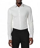 Beninos Men's Wrinkle Free Dress Shirts Slim Fit Long Sleeve Casual Button Down Shirt (1118 White, XS)