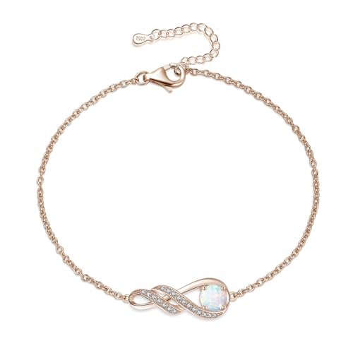 Birthstone Bracelets for Women Girls 925 Sterling Silver White Gold Infinity Pendant Anniversary Birthday Gifts Jewelry for Her, 6.7