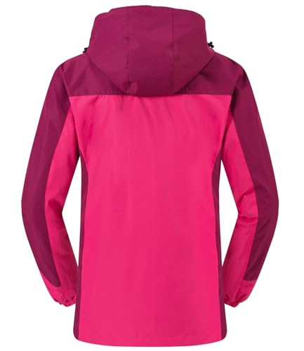 [TBMPOY] レディース 3in1 ジャケット 3way 防寒 アウター フード付き 取り外し可能 立ち襟 コンバーチブル アウトドアジャケット マウンテンパーカー 裏起毛 防撥水 防風 保温 多機能 登山服 秋冬用 バラ色 M 5枚目