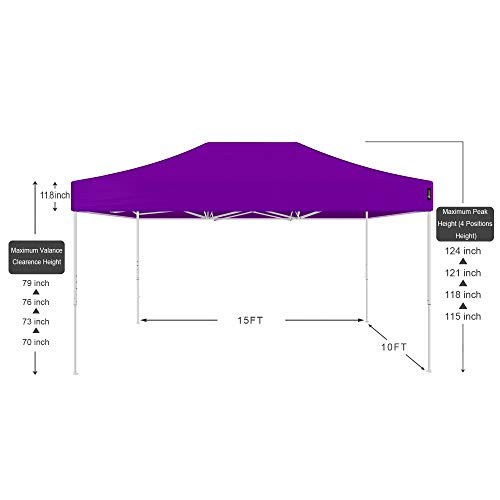 American Phoenix 10X15 Pop Up Tent Instant Canopy Commercial Outdoor Party Canopy Shelter (10X15Ft (White Frame), Purple) #TOP1