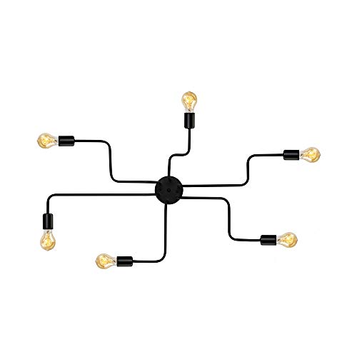 Preisvergleich Produktbild BAYCHEER Industrielampe Deckleuchte Deckenlampe 8 Flammige Lampenfassung Schmiedeeisen Lampe Kronleuchte Pendellampe (6 lampen)