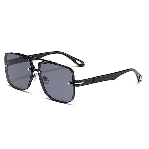 Lunettes de soleil vintage au design carré et finitions noir et gris élégantes