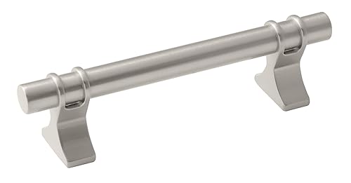 Image of Amerock | Cabinet Pull | Satin Nickel | 3-3 /4 inch (96 mm) Center to Center | Davenport | 1 Pack | Drawer Pull | Drawer Handle | Cabinet Hardware