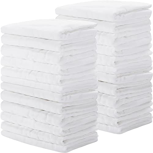 Image of Birsppy Foaincore 20 Pack Muslin Burp Cloths for Baby, Soft Baby Washcloths, Large 20 Inch by 10 Inch White Absorbent Spit Up Rags Burpy Cloths for Unisex, Boy, Girl