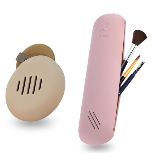DESIGN PORTATILE: La portapennelli da trucco viaggio in silicone senza cerniera è facile da usare. Questo porta pennelli trucco è dotato di chiusura magnetica per un facile accesso ai pennelli per il trucco. Porta pennelli make up da viaggio anche se schiacciate e agitate, le spazzole non si sfaldano e non macchiano la borsa o i vestiti.
