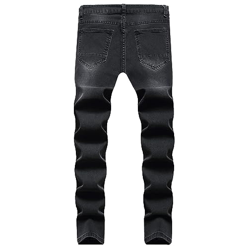 JEKE-DG Men's Ripped Slim Fit Jeans Stretch Destroyed Ripped Skinny Jeans Fashion Design Streetwear Denim Trousers2