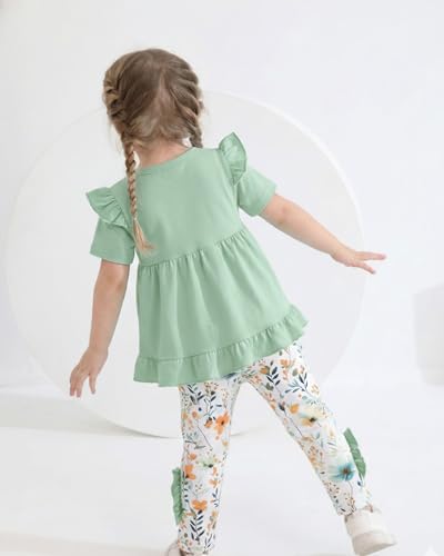 Image of Weebaby Baby Girl Clothes Infant Toddler Girl Clothing Ruffle Shirt High Low Top Floral Allover Pant Little Girls Clothes