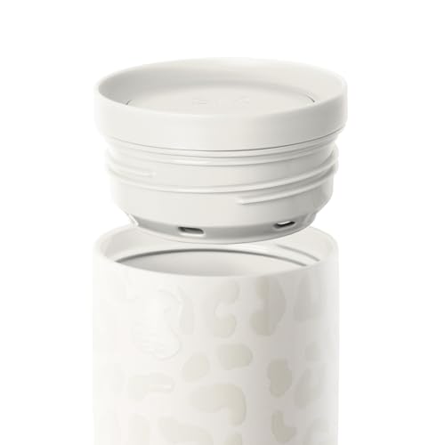 Image of Simple Modern Travel Coffee Mug Tumbler with 360 Lid | Ceramic-Lined Insulated Stainless Steel Cold Brew Iced Coffee Cup Thermos | Gifts for Women Her Him | Voyager Signature | 16oz | Cream Leopard